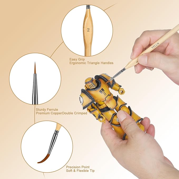 Miniature Paint Brushes, 15PCS Model Brushes Micro Detail Paint Brush Set, Fine Detailing for Watercolor, Oil, Face, Acrylic, Nail, Line Drawing, Scale Model Painting, Mandala Painting