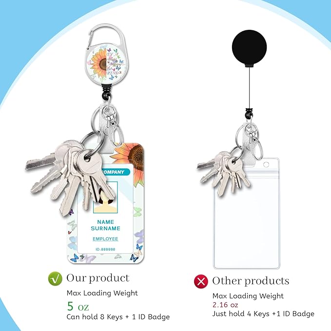 Lanyards for Id Badges, Positive Inspiration Badge Holder with Retractable Reel Clip, Sunflower Be Kind Work Name Tags Keychain Lanyard ID Card Protector for Women Teacher Nurse Office