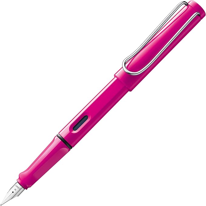 LAMY safari pink - Fountain Pen with ergonomic grip & polished steel nib in size B - ideal for any Writing & Calligraphy - including LAMY T 10 blue cartridge - Right-Handed