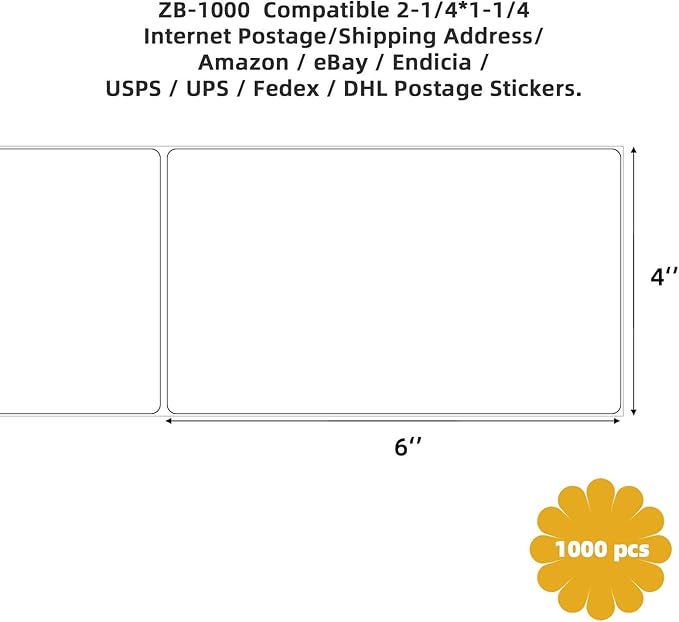 1 Roll 3" Core 4"x6" inch Direct Thermal Labels for Industrial Printers, No Ribbon Needed, Commercial Grade (1000 Labels/Roll, Total 1000 Labels)
