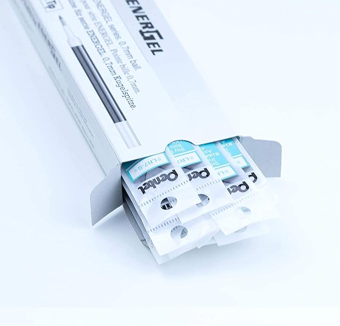 Pentel Refill Ink For EnerGel and Lancelot Gel Pen, (0.7mm) Metal Tip, Sky Blue Ink, Pack of 12 (LR7-S)