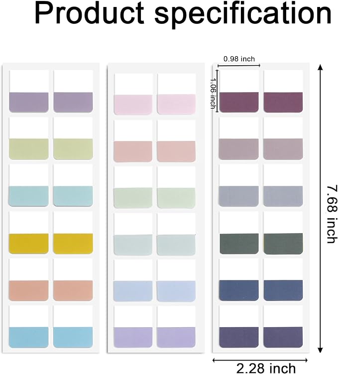 Potanro Sticky Book Tabs 360PCS Notebook Tabs Colorful Book Annotation Tabs Kit Writable Book Tabs Repositionable Color Page Markers Bible Tabs for Office Supplies