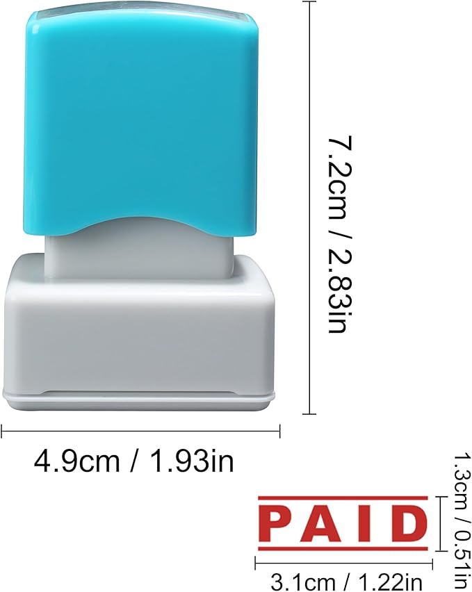 WAFJAMF Paid Stamp–Pre-Inked Message Stamp Self Inking Rubber Stamp Red Ink-Medium