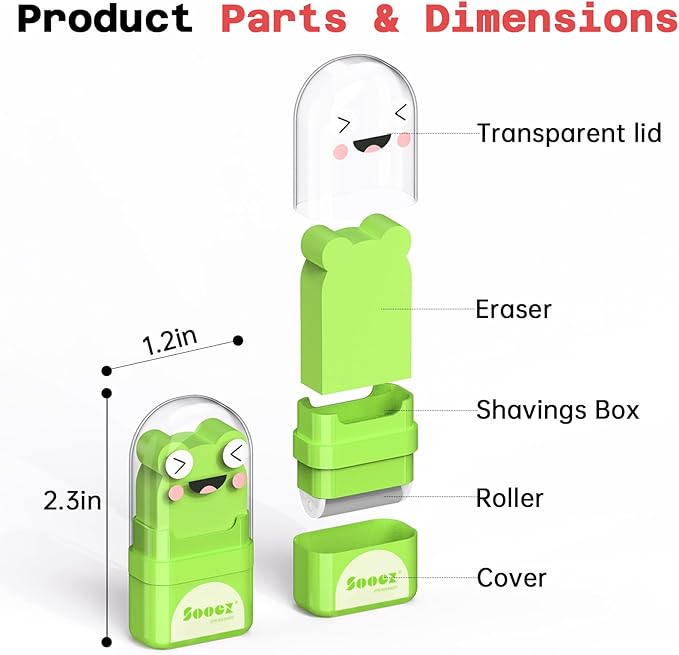 Sooez 8 Pack Pencil Erasers with Clean up Roller, Cute Erasers for Kids, Animal Fun Eraser with Shaving Roller and Cover, for Teacher Class Favor School Supplies Home Office Party