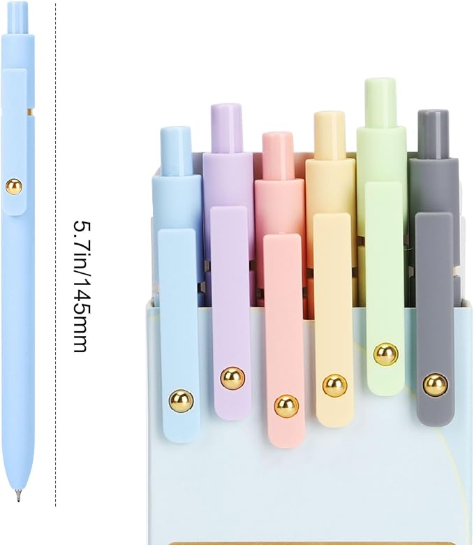 FIOVER Colorful Gel Pens - 6Pcs 0.7mm Multi-Colored Pens, Smooth Writing Coloring Journaling Supplies for Note Taking, Cute Aesthetic Office School Supplies(6Pcs-Morandi Colorful)