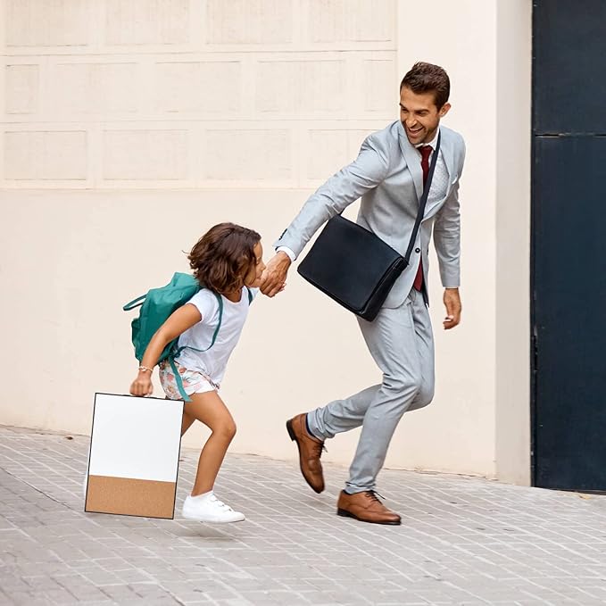 TSJ OFFICE Small Whiteboard Cork-Board - 16" X 12" Portable Aluminum Black Framed Magnetic Dry Erase Board, Small Bulletin Cork Board with Holder for Office, Home and School