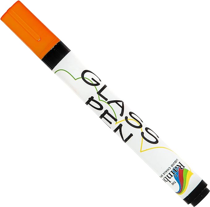Glass Pen Window Marker: Liquid Chalk Markers for Glass, Car Marker or Mirror Pen with Washable Paint - Graduation Car Windows, Storefront Window, Wedding, Parade, Party & Holiday (Orange, Fine Tip)