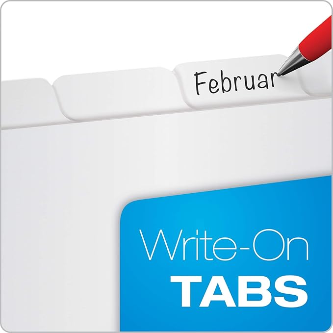 Oxford Blank Write On Binder Dividers, Dividers for 3 Ring Binder, Durable Plastic, 1/8 Cut Tabs, 3 Hole Punch Dividers in 8 Tab Sets, 80 Dividers, 10 Sets, White (89982)