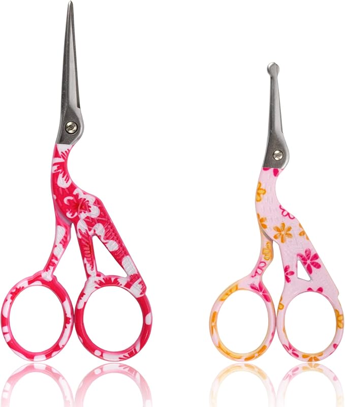 Stork Bird Rounded Safety Tip Embroidery Craft Stainless Steel Crane Scissors - Assortment B - 20 Pairs