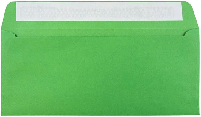JAM PAPER #10 Business Colored Envelopes with Peel and Seal Closure - 4 1/8 x 9 1/2 - Green Recycled - 100/Pack