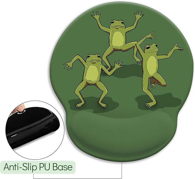 Frog Mouse Pad with Wrist Rest, Gaming Ergonomic Mousepad Wrist Support with Non-Slip Pain Relief PU Base, Funny Mouse Pads for Desk, Cute Office Desk Accessories Decor Gift for Women Men