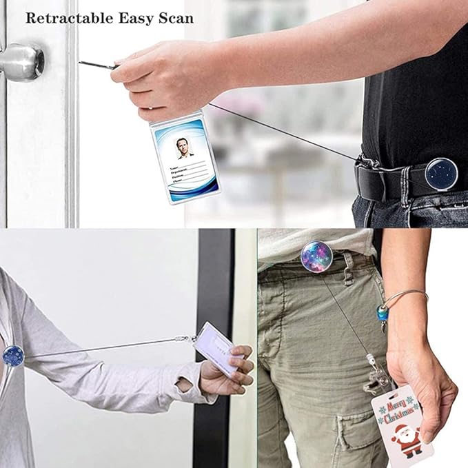 Retractable ID Badge Holder Nurse Badge Reels with Clip Name Card Holders for Office Worker Doctor Nurse (6 Pack Starry Sky)