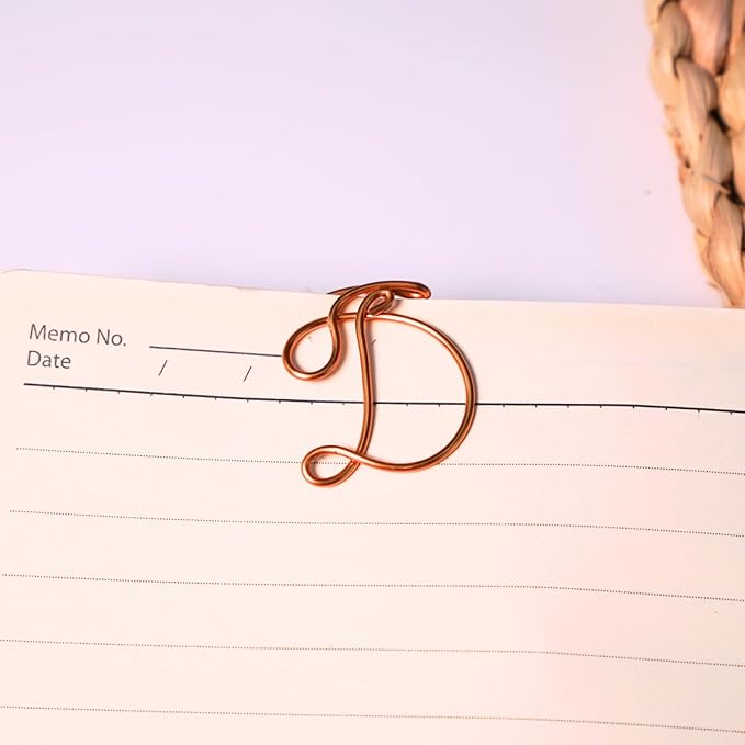 Personalized Initial Copper Bookmark, Set of 5, Handmade Copper Gift for Her, Him, Couple on Birthday, Wedding Anniversary, Alphabet Bookmark (D)