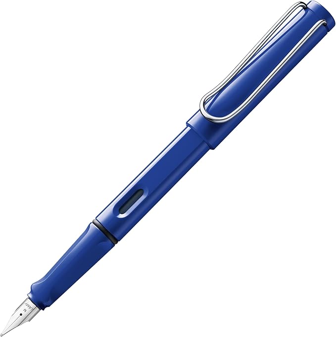 LAMY safari blue - Fountain Pen with ergonomic grip & polished steel nib in size M - ideal for any Writing & Calligraphy - including LAMY T 10 blue cartridge - Right-Handed