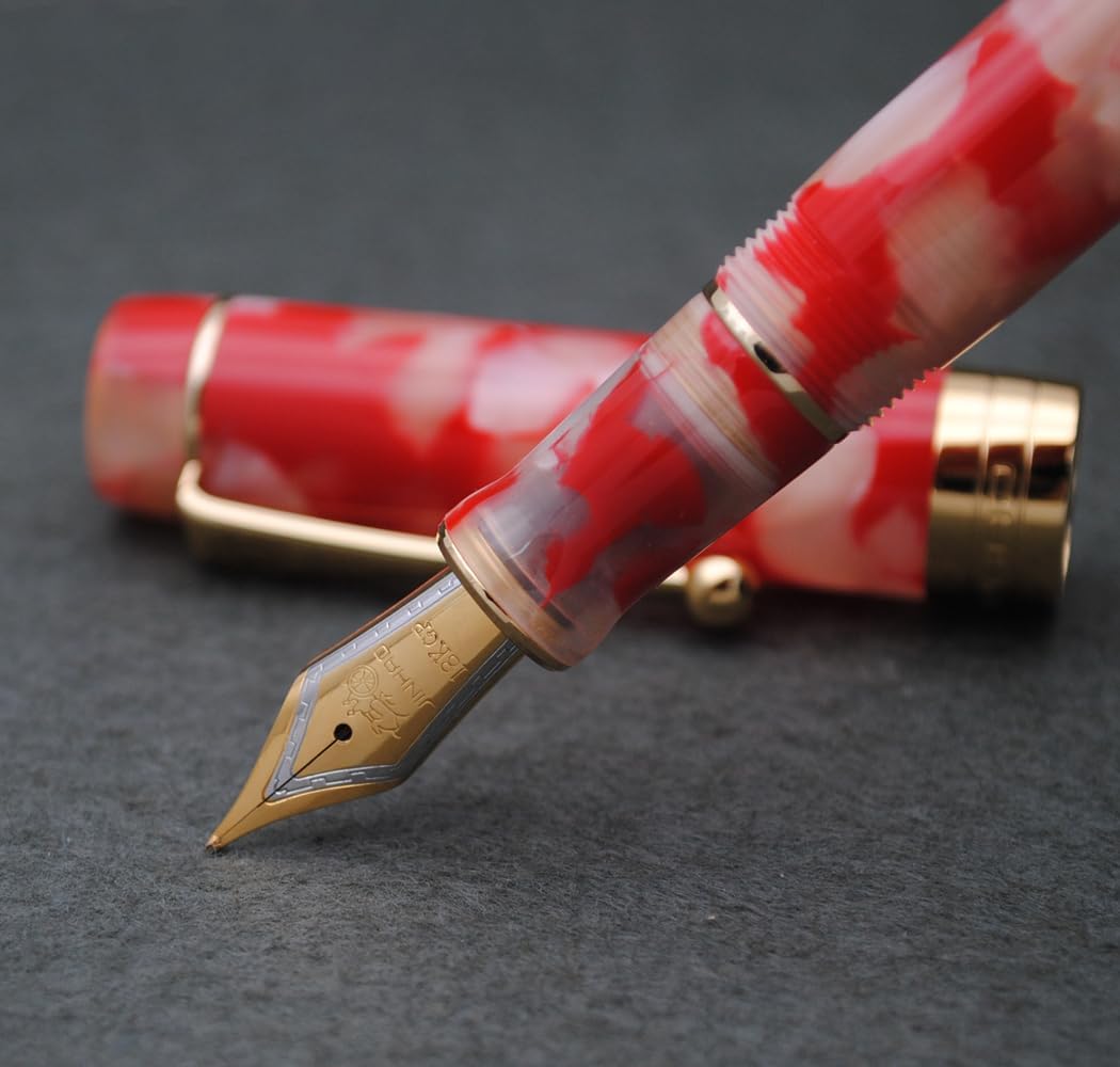 JINHAO 100 Fountain Pen with Ink Converter (Medium Nib 0.7mm, Red White Koi)
