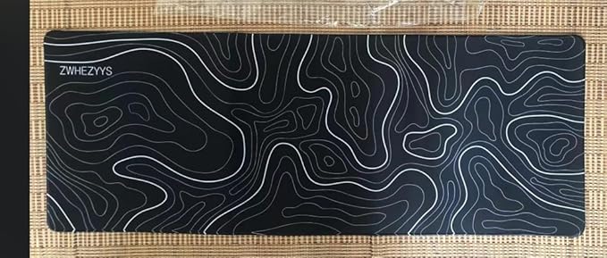 Abstract Topographic Map Black Mouse Pad Big Gaming Mouse Pad XXL Mousepad Large Keyboard Mat with Non-Slip Rubber Base Stitched Edges Mouse Mat Desk Pad for Gaming and Office