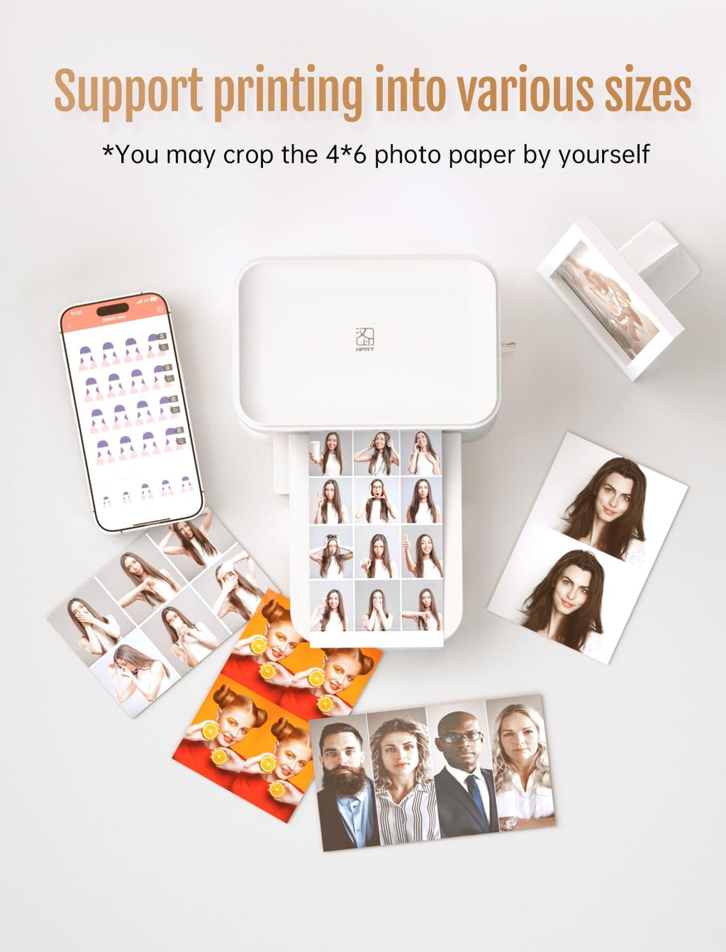 HPRT 4x6 Photo Printer, +20 Sheets&1 Ribbon, Picture Printer for iPhone, Android, Portable Dye-Sublimation, AR Video Printing（White）