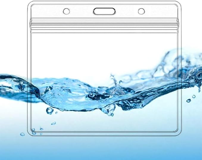 Extra Thick Horizontal ID Card Name Tag Badge Holder with Waterproof Type Resealable Zip (Holders, 6Packs)