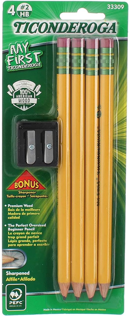 My First Ticonderoga Primary Pencil and Bonus Sharpener- 2 Pk