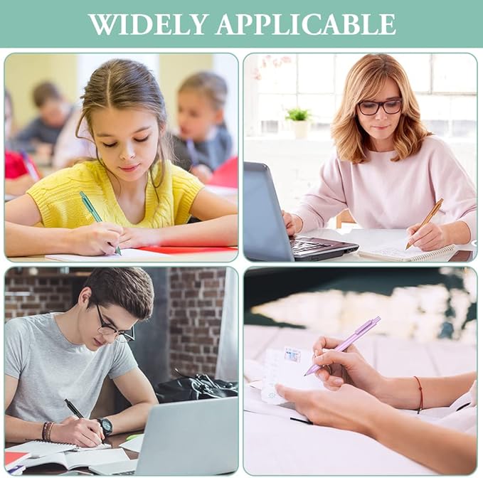 AUAUY Retractable Gel Pens, 15PCS Cute Retractable Quick Dry Gel Ink Pen, Cute Pens 0.5mm Medium Point Black Ink Quick Drying for Writing Drawing Journaling Note Taking School Office Home