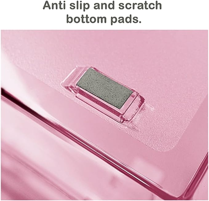 Acrimet 3 Tier Side Load Letter Tray Facility, Desktop File Organizer, A4 Letter Size Paper Organizer, Minimalist Storage Solution Paper Tray for Office, Home, Classroom (Plastic, Clear Pink Color)