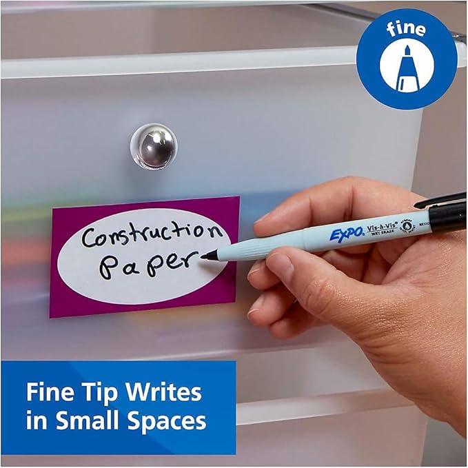 Expo Vis-a-Vis Wet-Erase Marker, Fine Point, 4-Color Set (SAN16074)