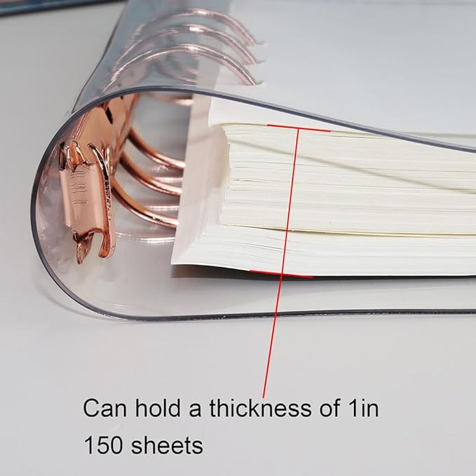 LALAFINA 3pcs Rose Gold Hand Book 6- Ring Binder Covers A5 Transparent Binder Cover Binder Cover Snap Button Clear Journal Binder Cover A5 Binders Students Supplies The Album Loose Leaf PVC