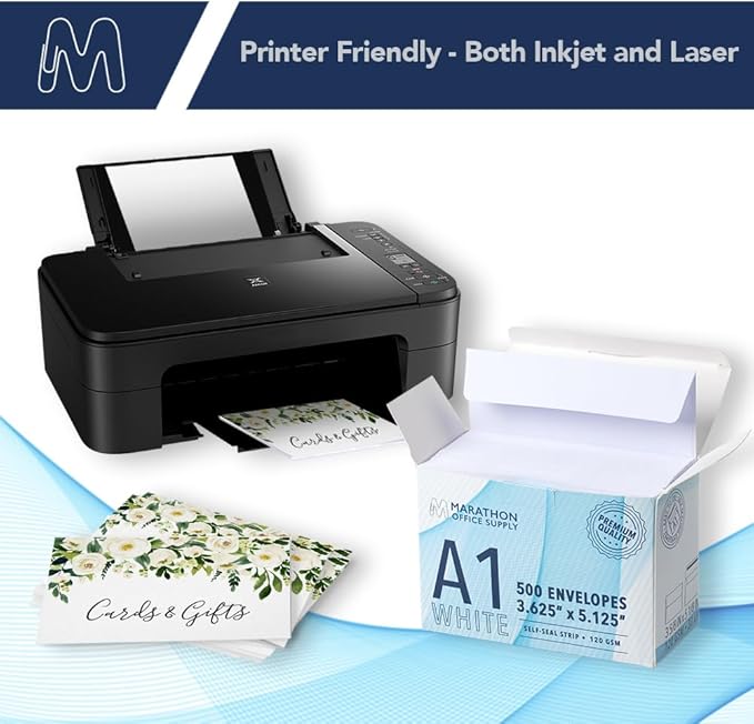 MOS A1 Invitation Envelopes – 3-5/8" x 5-1/8" White Mailing Envelopes Self Seal (500 Count) – 120GSM/ 32LB Bond Heavy Duty – Gift Card, Business, Wedding, Card