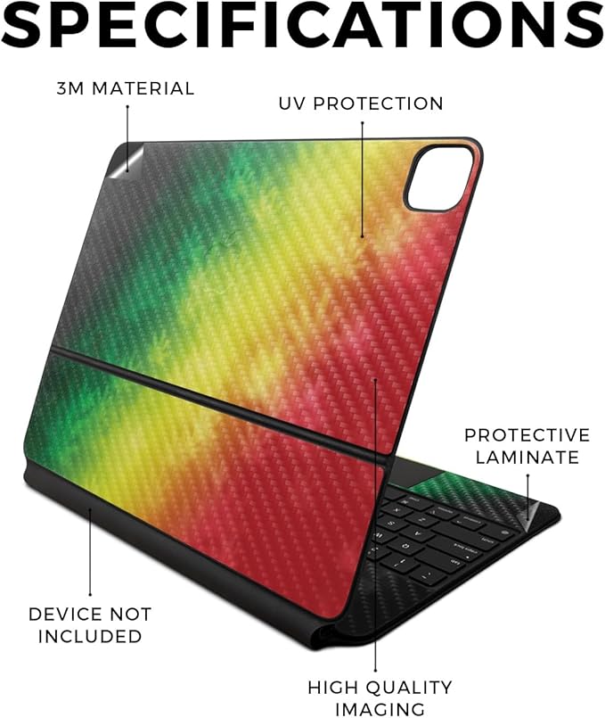 Carbon Fiber Skin Compatible With Apple Magic Keyboard for iPad Air 13-inch (M2) 2024 - Rasta Rainbow - Premium 3M Vinyl Protective Wrap Decal Cover - Easy To Apply | Crafted in the USA by MightySkins