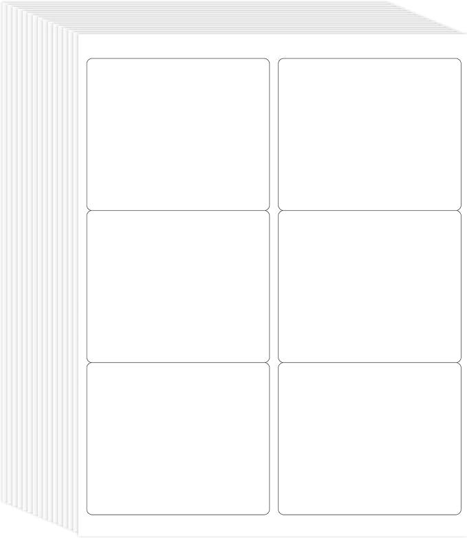 L LIKED 3-1/3" x 4" 600 Labels, Printable White Sticker Labels, Laser/Inkjet Printing - Matte, 100 Sheets
