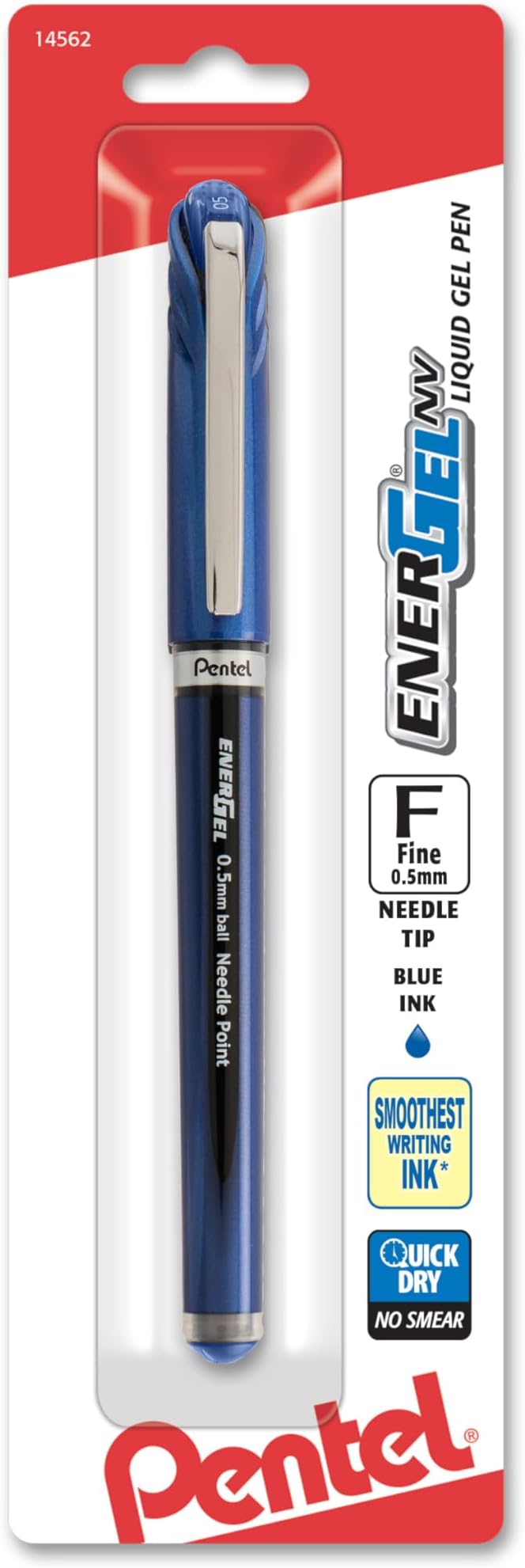 Pentel EnerGel NV Gel Ink Pen, (0.5mm), Needle Tip, Blue Ink, 1 Pack (BLN25BPC)