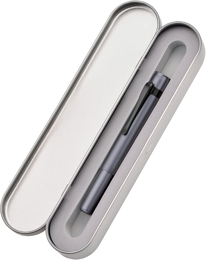 Hongdian M2 Black Forest Mini Fountain Pen, Fine Soft Nib & Sleek Shape Aluminium Short Pocket Travel Pen (Space Gray)