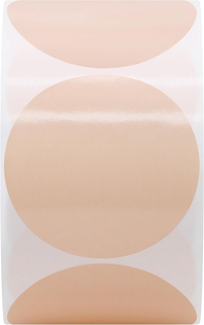Hybsk 2 inch Circle Color Direct Thermal Stickers Shipping Labels for Barcodes,Name Tag,DIY Logo Design,QR Code,Inventory– Compatible with Zebra,Rollo,Munbyn,and More-750 pcs (2 inch,Khaki)