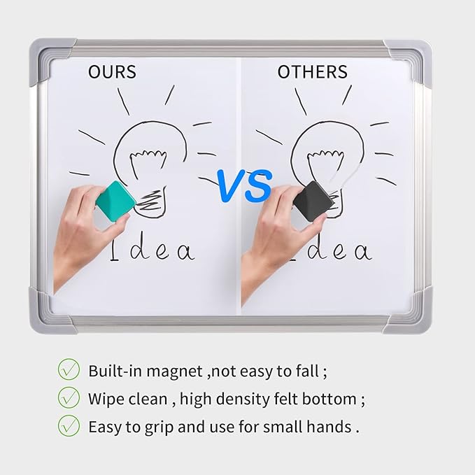 Favourde 48 Pack Magnetic Whiteboard Dry Erase Erasers Chalkboard Cleansers for Classroom, Home and Office (Green, 1.97 x 1.97 Inch)