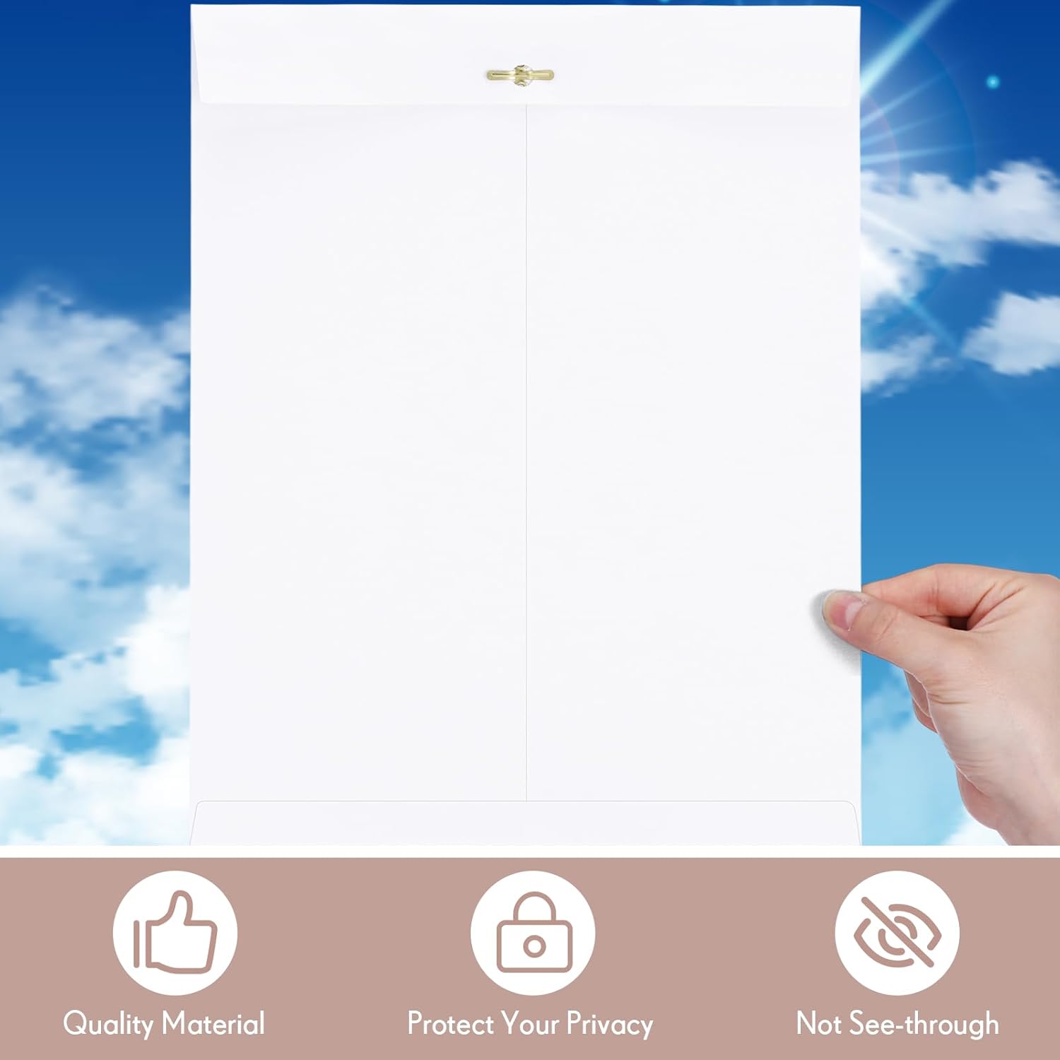 Teling 50 Pcs Manilla Envelopes Clasp Kraft Catalog with Closure for Storing Mailing 28 lb Kraft Envelope Paper for Office Document School Business Home (White,10 * 13)