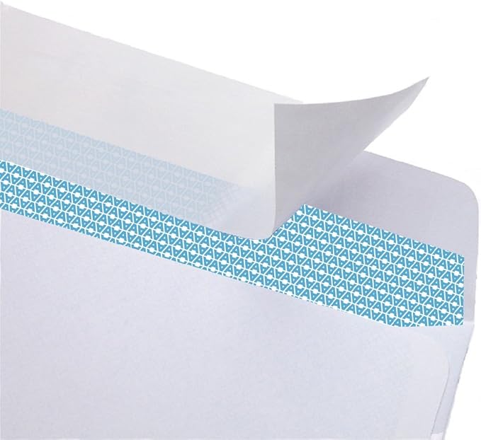 Aimoh #10 Security Self-Seal Envelopes - 1 Case - 5 Packs - 2500 Envelopes, Windowless, Security Tint Pattern, Quick-Seal Closure - EnveGuard - Size 4-1/8 x 9-1/2 Inches - White - 24 LB (34010-CS)