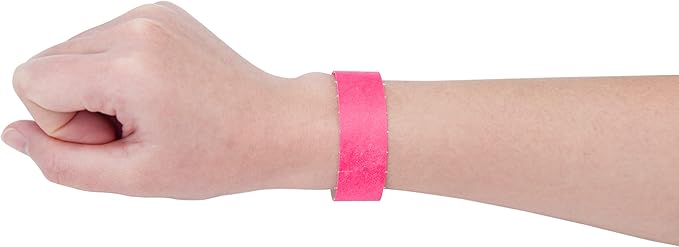 100 Pcs Wristbands, 1-100 Consecutive Numbers Waterproof Tearproof and Printable Wrist Straps Admission Bracelets Tickets (NeonPink)
