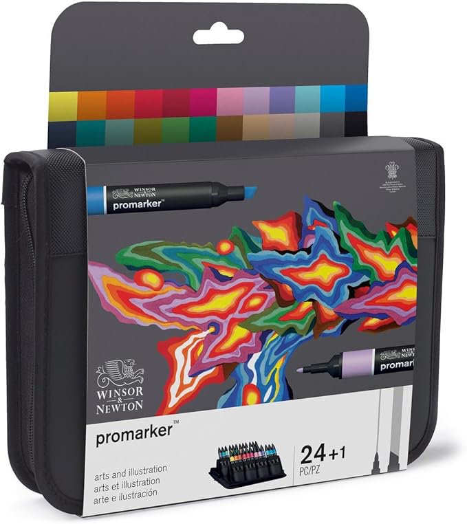 Winsor & Newton ProMarker Set, 24 Count, Arts & Illustration Wallet
