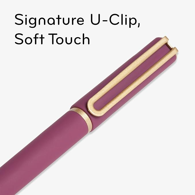 U Brands Catalina Felt Tip Pens, Set of 6, Soft Touch Jewel Tones with Gold Details, Medium (0.7 mm) Point, Black Ink