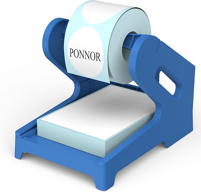 Label Holder Thermal Shipping Label Holder for Rolls and Fanfold Labels Stand Desktop Printer DIY Accessory Business Supplies for Home, Office(Blue)