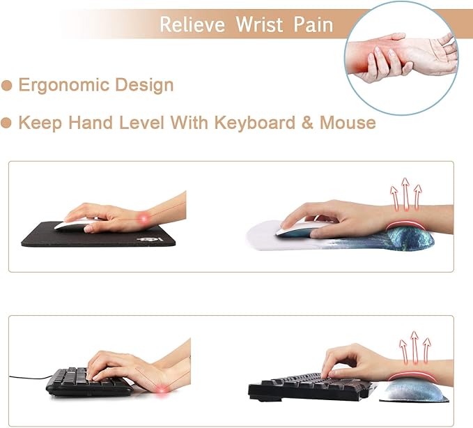 iCasso Keyboard Wrist Rest and Mouse Wrist Rest Pad, Made of Memory Foam, Ergonomic Support, Easy Typing and Relieve Wrist Pain, Perfect for Gaming, Computer, Office, Laptop (D-Forest)