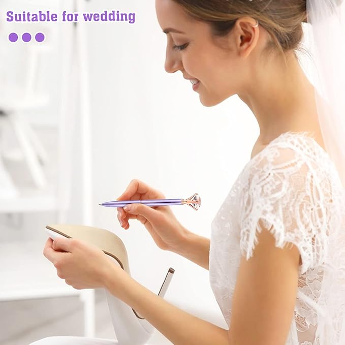 BESARME 4 Pcs Purple Pens Set, Mother's Day Gifts Purple Gifts for Women Girls Crystal Diamond Fancy Pens Christmas Gift for Women Black Ink Pretty Cute Pens for School Wedding Office Supplies