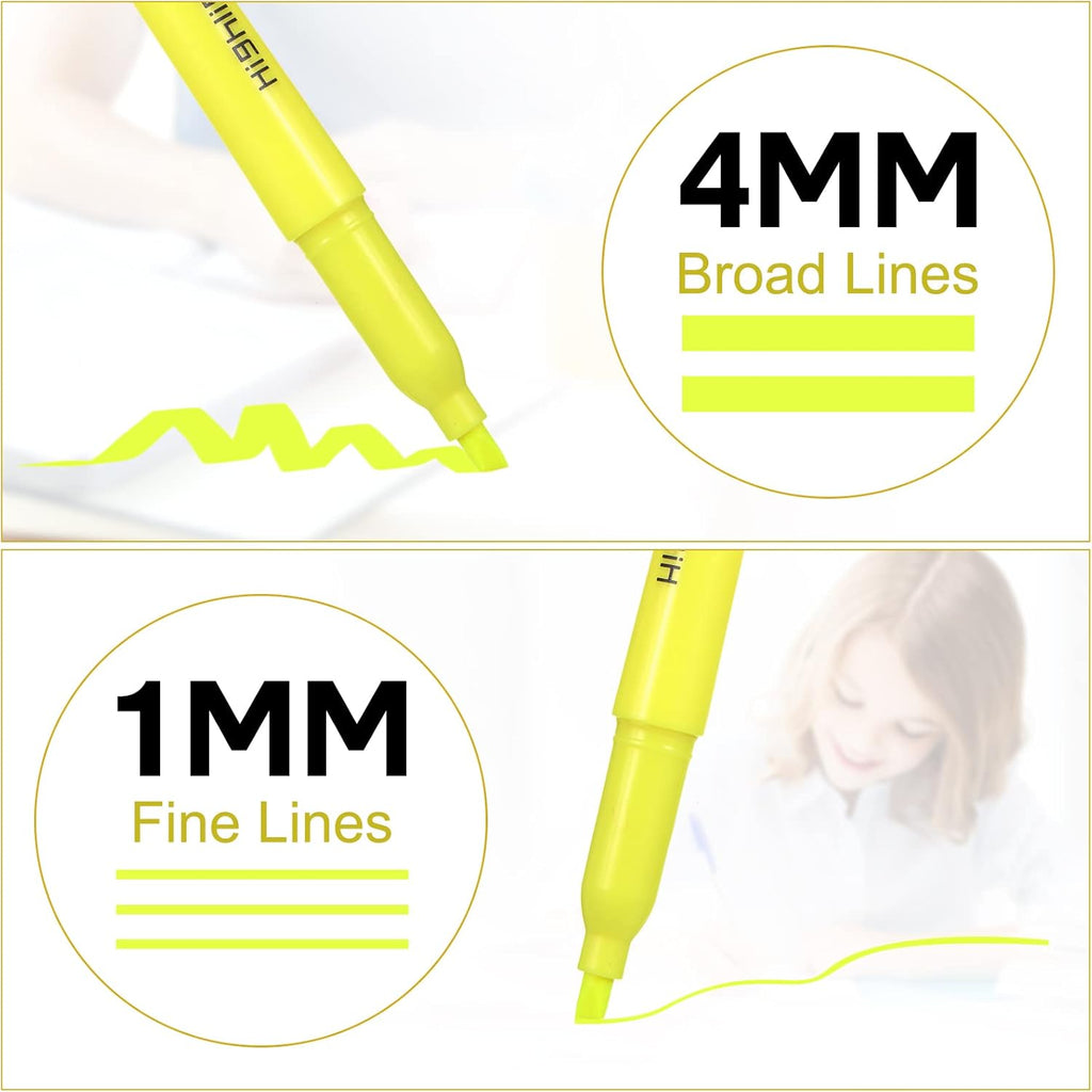 180 Pcs Highlighter Markers Bulk, Chisel Tip Aesthetic No Bleed Pastel Highlighter Pens Quick Drying Liner Markers for Adults Kids Highlighting in The Home School Office Classroom Supplies (Yellow)