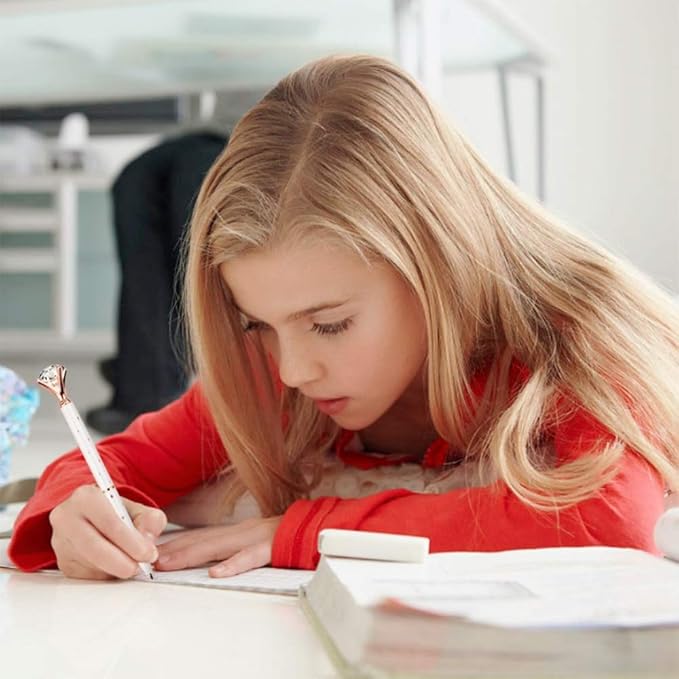 3PCS Big Crystal Diamond Ballpoint Pen Bling Metal Ballpoint PenOffices and schools, silver/White With Polka Dots/Rose Gold With Polka Dots, Includes 3 Pen Refills