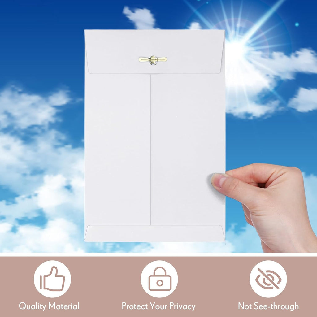 Teling 50 Pcs 5 x 7.5 Manilla Envelopes Clasp Kraft Catalog with Closure for Storing Mailing 28 lb Kraft Envelope Paper for Office Document School Business Home(White)