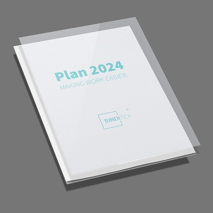 Binditek 15 Pack 16 Mil Binding Presentation Covers,Heavyweight Polycovers with Lined Pattern, 8-1/2 x 11 Inches Binding Front Covers, Letter Size, Square Corners, Un-Punched, Office Supplies