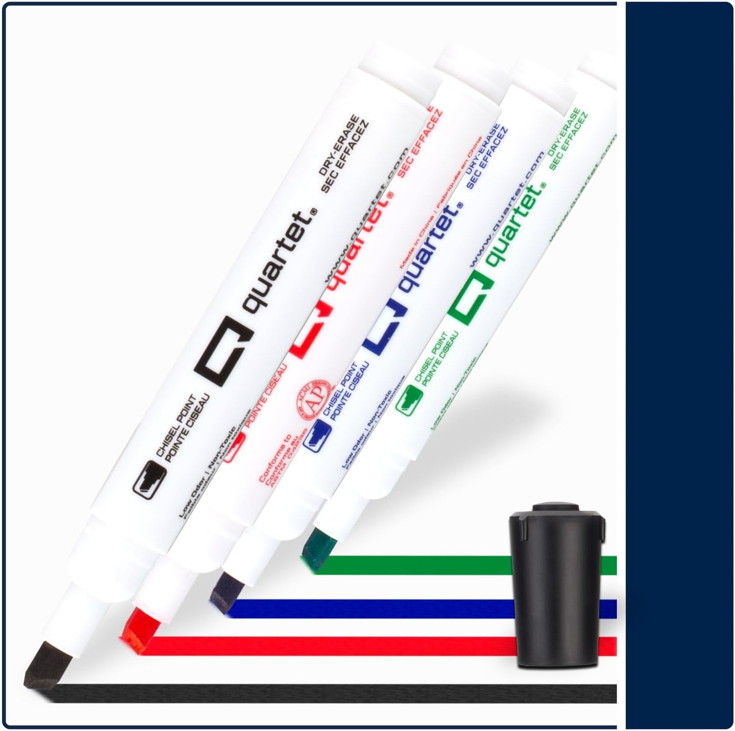Quartet Dry Erase Markers, Chisel Tip White Board Dry Erase Markers with DryGuard Ink Protection, Office Essentials, Black, Red, Blue, Green, 36 Pack (Q120Z04-R)