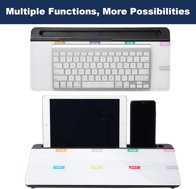 TSJ OFFICE Whiteboard Weekly Dry-Erase-Board - Desktop White Board Calendar Desk Organizers with Accessories Computer Keyboard Stand with Drawer, for Office, Home, School Supplies