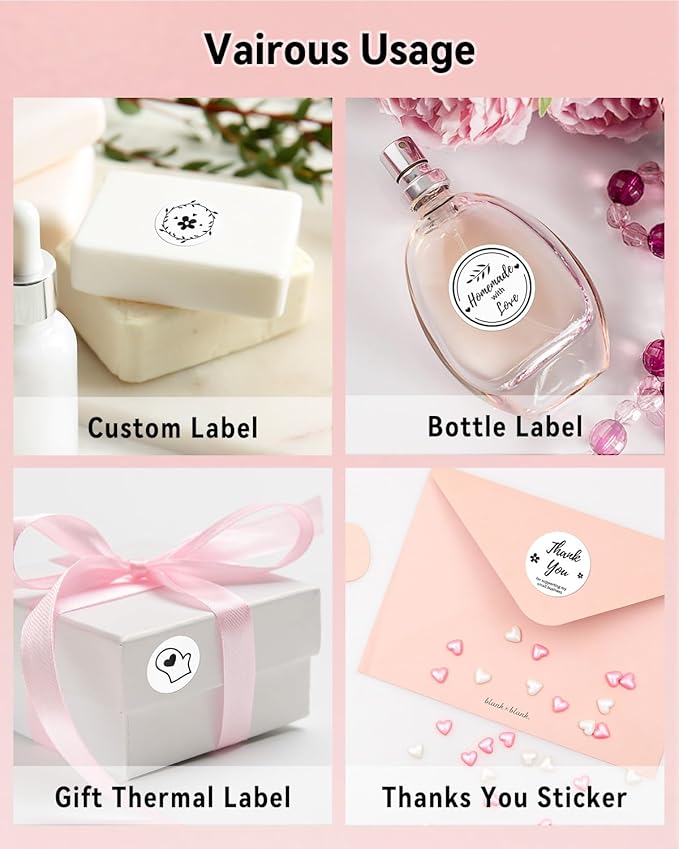 Phomemo 2” White Circle Thermal Label, Self-Adhesive Round Sticker Label, Circular Direct Thermal Printer Label for Phomemo 241bt, D520BT, B246D Label Printer, 750 Labels/Roll, White