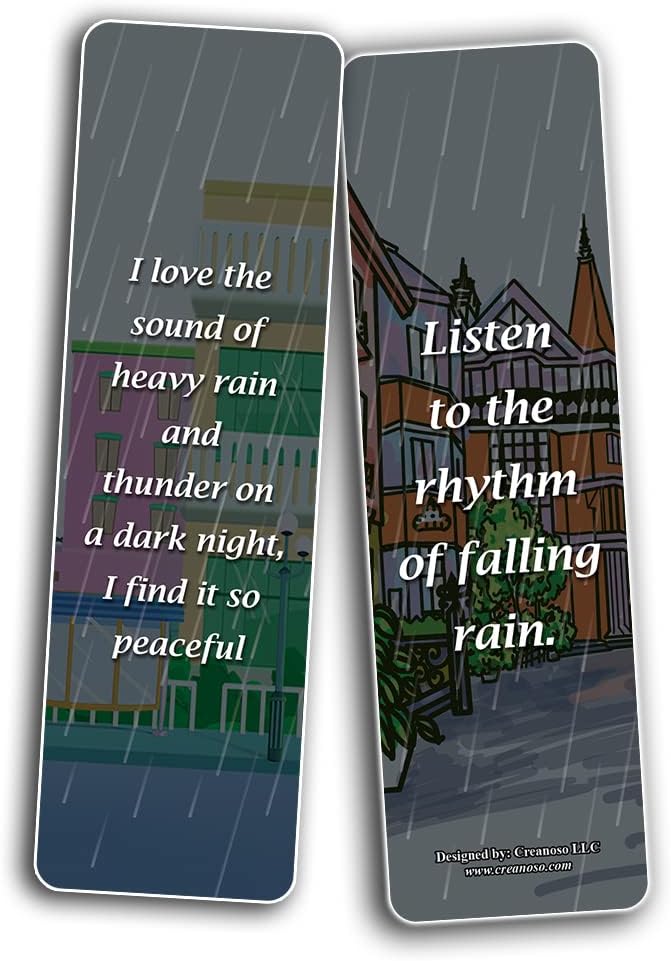 Creanoso I Love The Sound of Thunder in The Rain Quotes Bookmarks (10-Sets x 6 Cards) – Daily Inspirational Card Set – Interesting Book Page Clippers – Great Rewards for Adults and Professionals